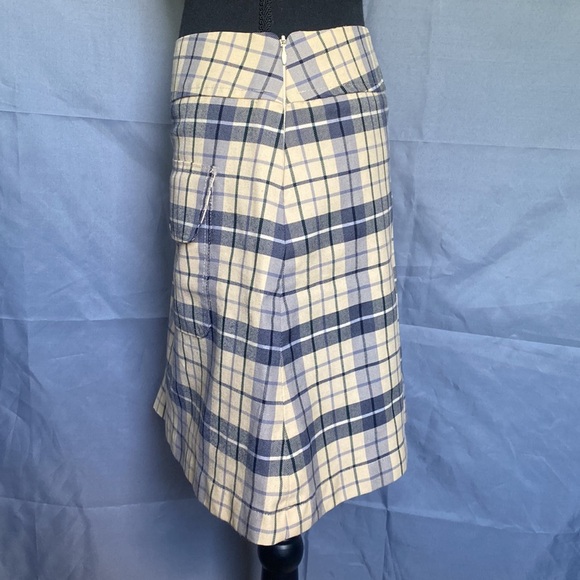 Vintage Best Look Uniforms Yellow And Blue Pleated Plaid Skirt W/ Front Pocket - Picture 4 of 6